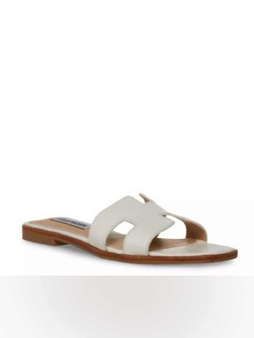 Steve Madden White Leather Oran Slide Sandal in - Women's